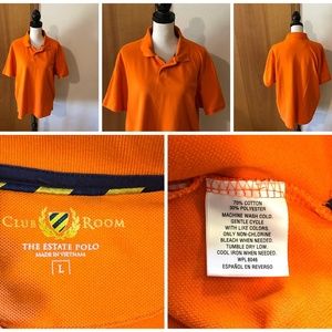 Orange Short Sleeve Textured Knit Polo Shirt